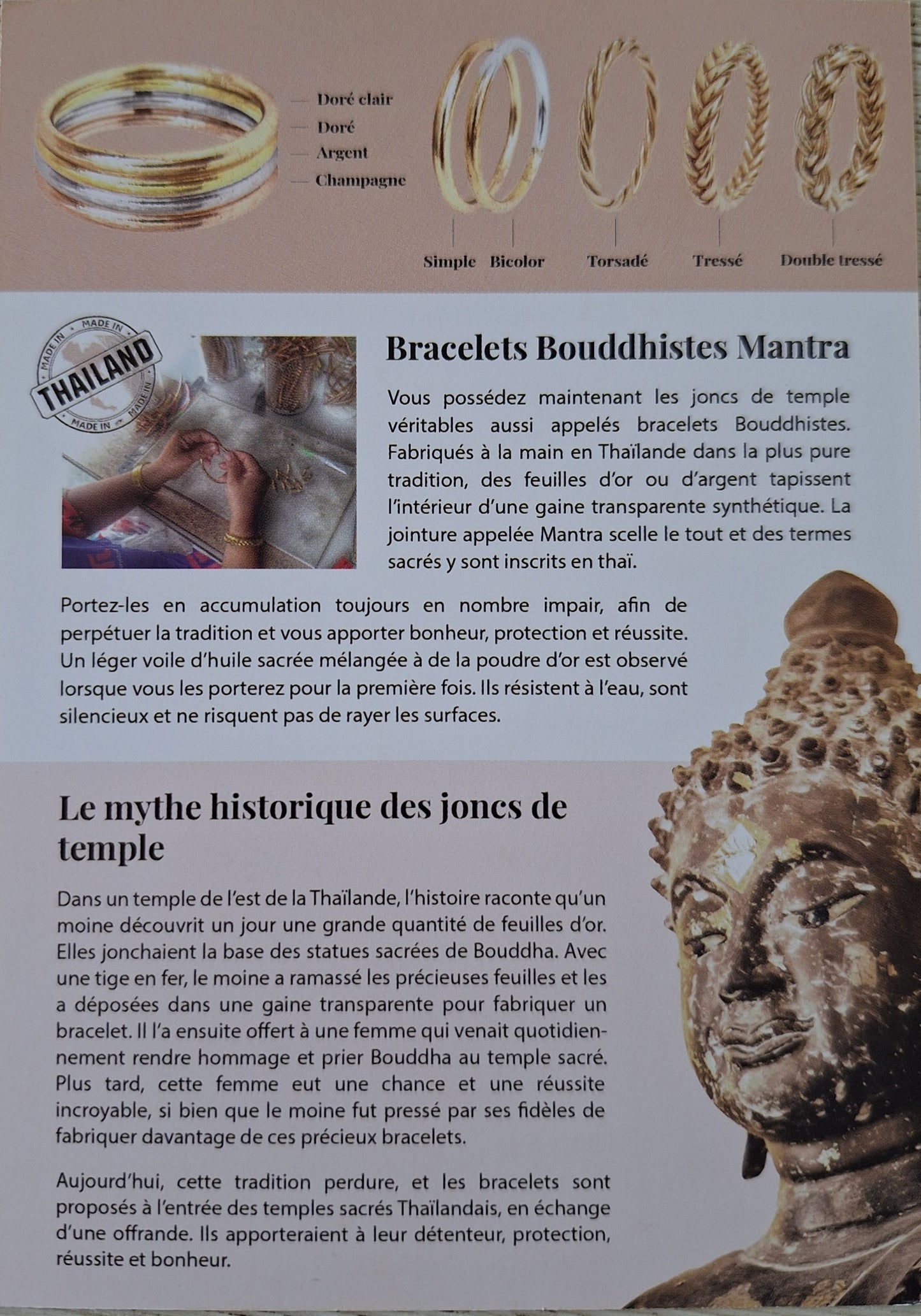 Jonc bouddhiste fin - doré